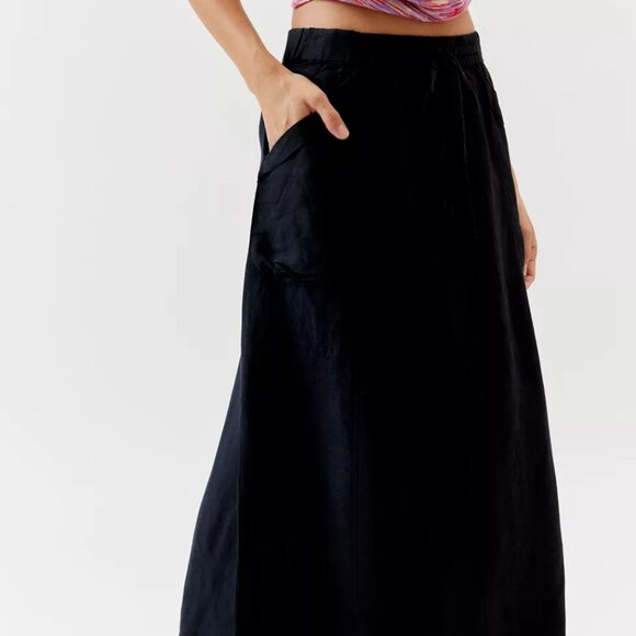 Urban Outfitters Black Beach Day Linen Maxi Skirt/NWT/XS - Picture 2 of 14